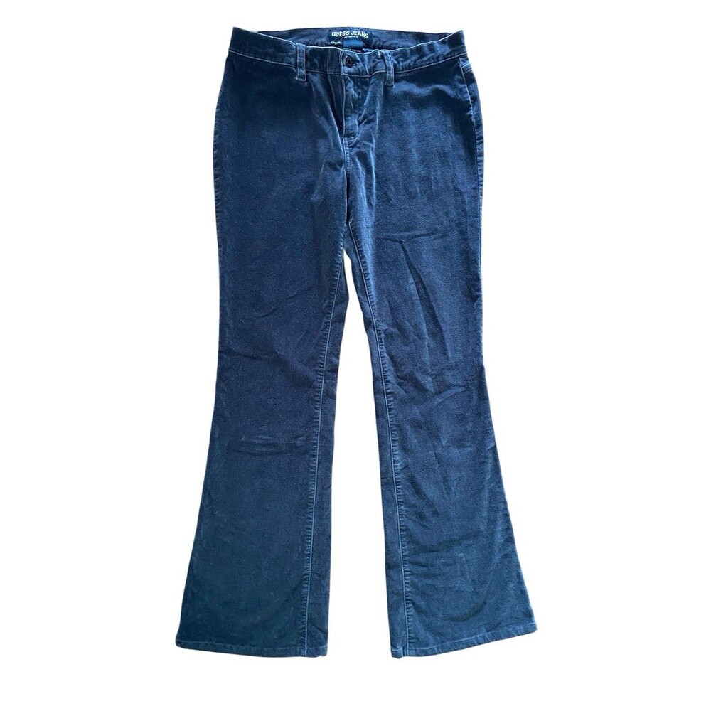 Vintage Y2K Guess‎ Low Rise Bootcut Velvet Jeans Size 28 Gray Stretch Club Kid